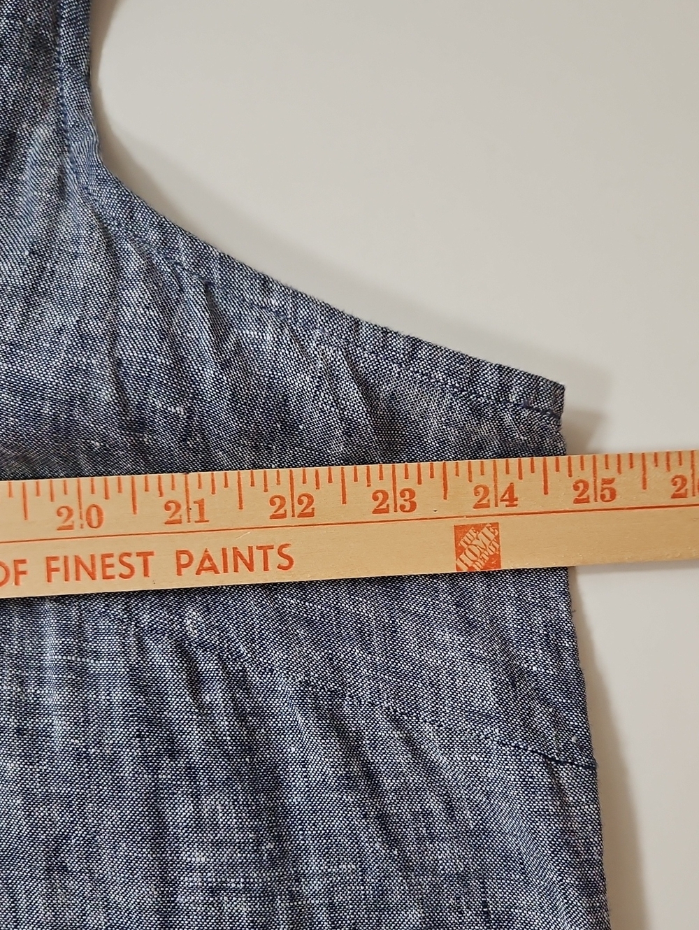 Tahari 1X Linen Sleeveless Chambray V Neck  Dress MOP Side Hem Buttons - Picture 8 of 8